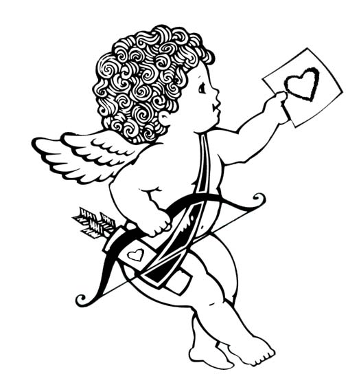 cupido con messaggio di amore